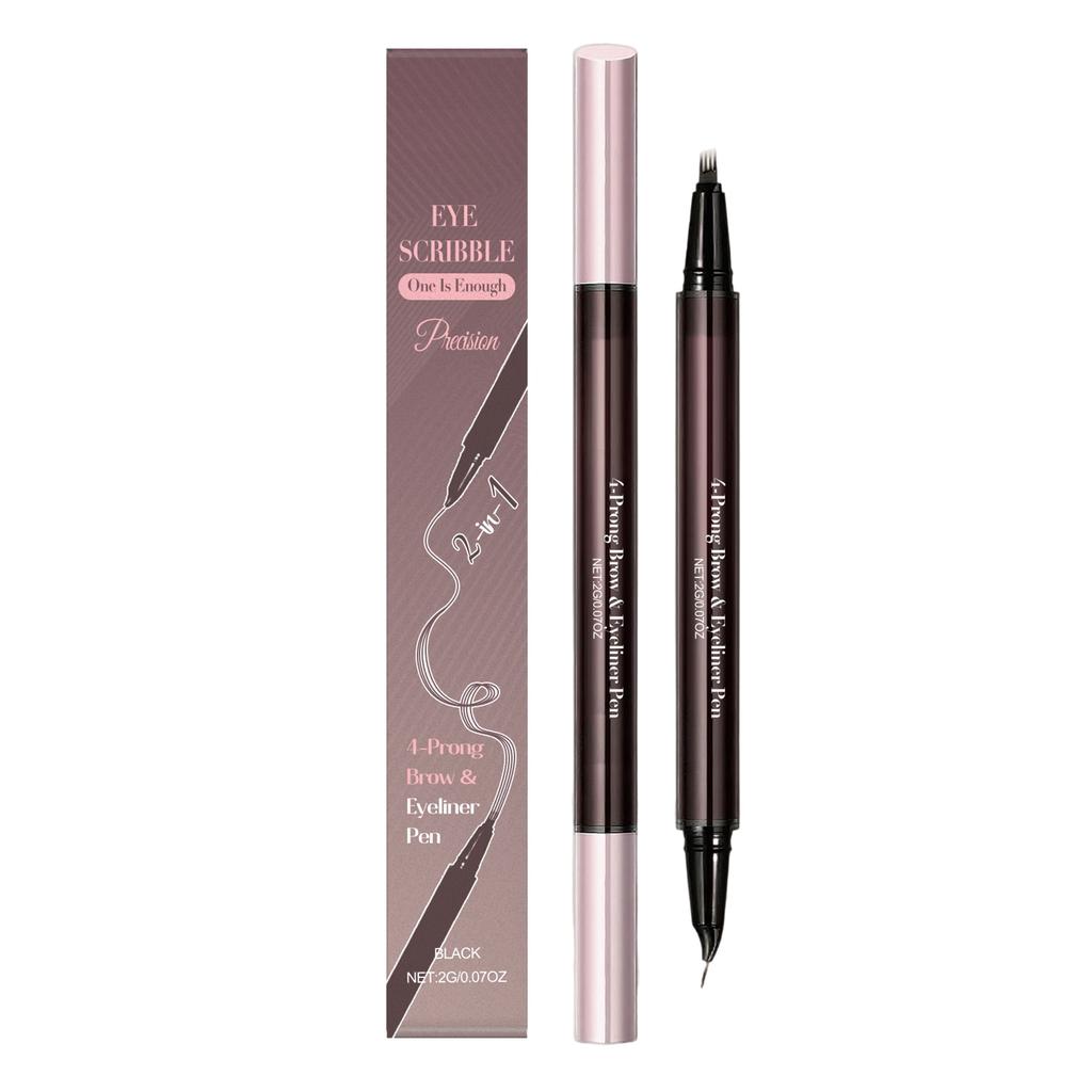 Two-in-one Liquid Eyebrow Pencil, Three-dimensional Color Display, No Smudging, Long-lasting Coloring, Specially Designed For Wild Eyebrows. ,5ML