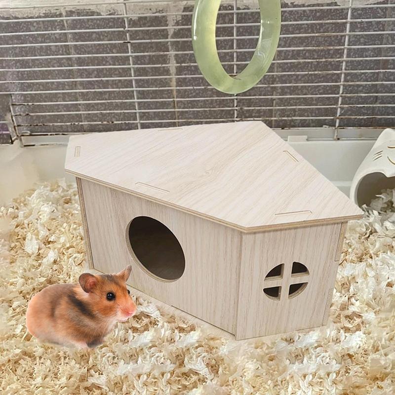 Wooden Hamster House Deluxe Hamster House and Habitat Wooden Hide Hut Playground Small Animal Habitat Sturdy Natural Pet