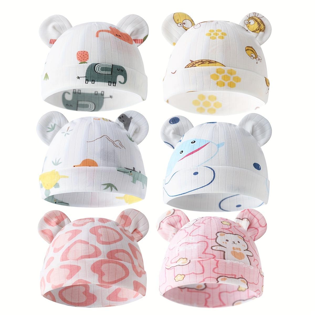 

6pcs Autumn And Winter Newborn Fetal Hat Baby Hat Cotton Printed Anti-Scratch Gloves Foot Cover Baby Cap 0-6 Months Cow-6pcs