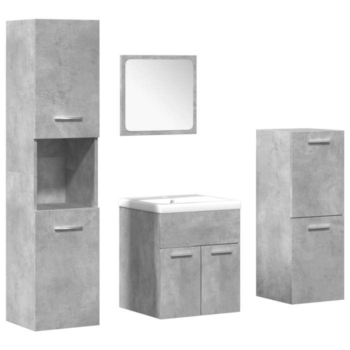 VidaXL Ensemble de meubles de salle de bain 5 pcs gris béton, armoire de salle de bain, placard de salle de bain, meuble de 3324876