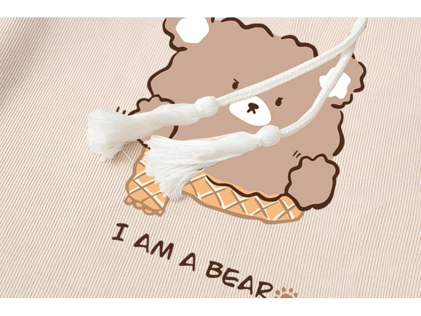 2024 Junior High Girls' Cute Bear T-Shirt & Shorts Set - Japanese Style