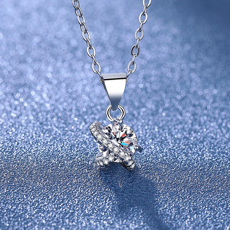 Luxury Four-Leaf Clover Windmill Pendant Necklace with Full Diamond Eight Hearts and Arrows Cut for Women