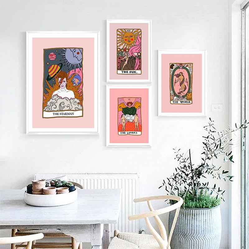 Nordic Lovers Tarot Poster Starman Canvas Painting Illustrated World Art Print Modern Sun Wall Picture For Bedroom Home Decor