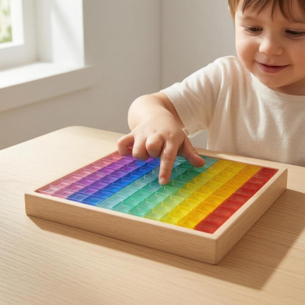 Acrylic Block Play Board Translucent Wooden with Blocks