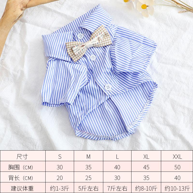 

Pet Cat Clothes Summer Breathable Korean Style Striped Shirt Two Months German Curly Cat out Anti-Dirty Two Feet Apparel S синий