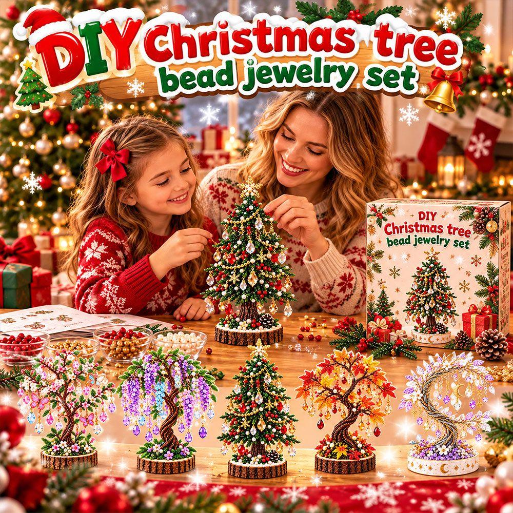 Multi-Color Beads Christmas Tree Ornament Kit Crystal Bead Material Christmas Craft Kit Xmas