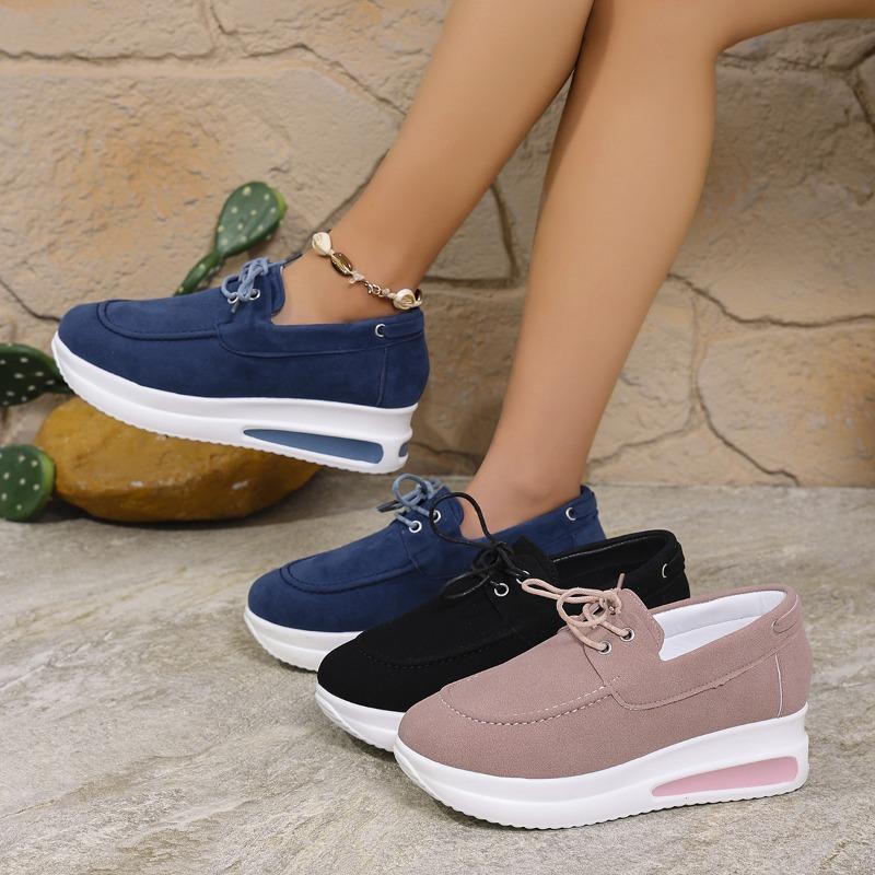 Women’s Slip-On Round-Toe Lace-Up Loafers Flat Casual Shoes