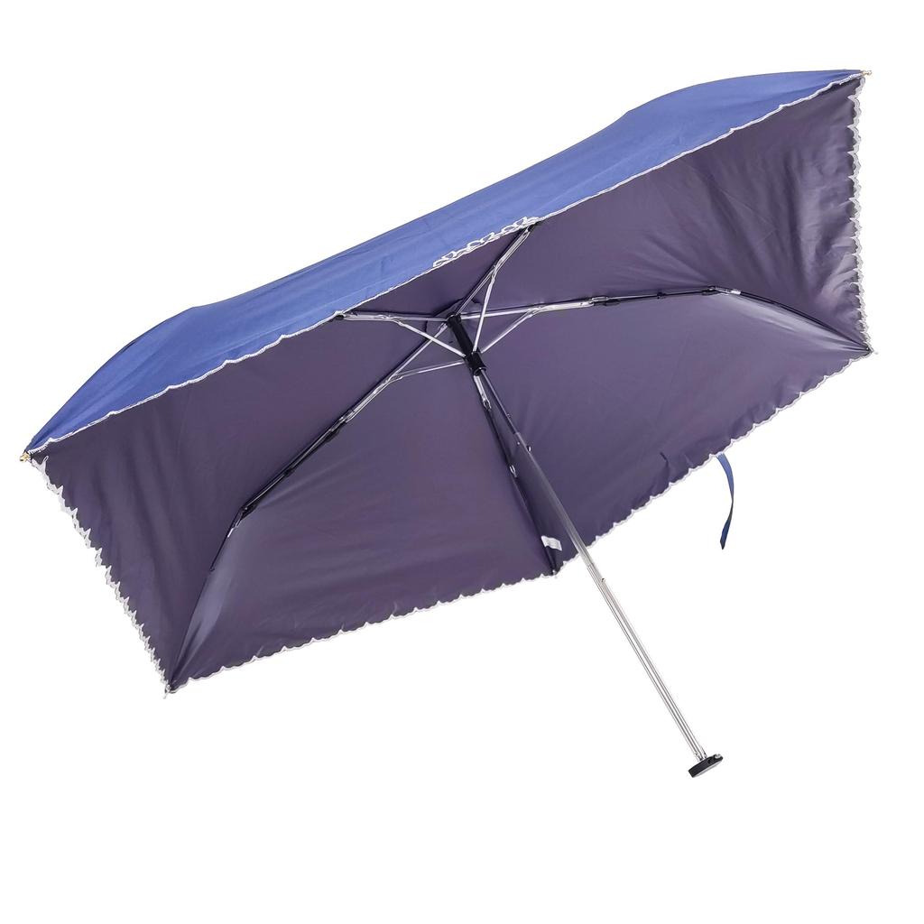 Rose Sangyo 50cm Lightweight and Cooling Mini Folding Umbrella for Sun and Embroidered Triple Flower 63500102 Rain, Design, Navy,