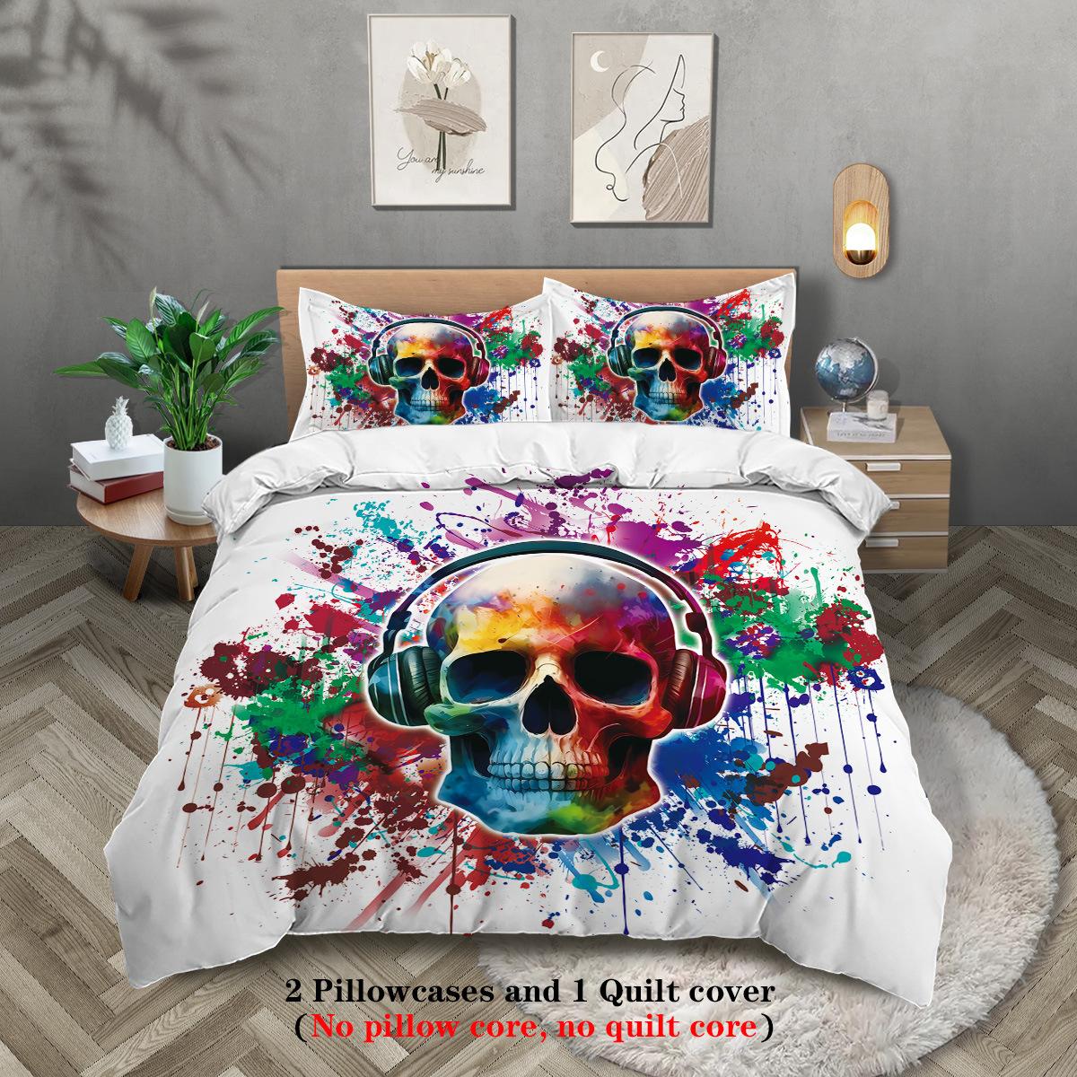 

Digital Printing Three-Piece Horror Skull Bedding Four-Piece Set 135x200cm