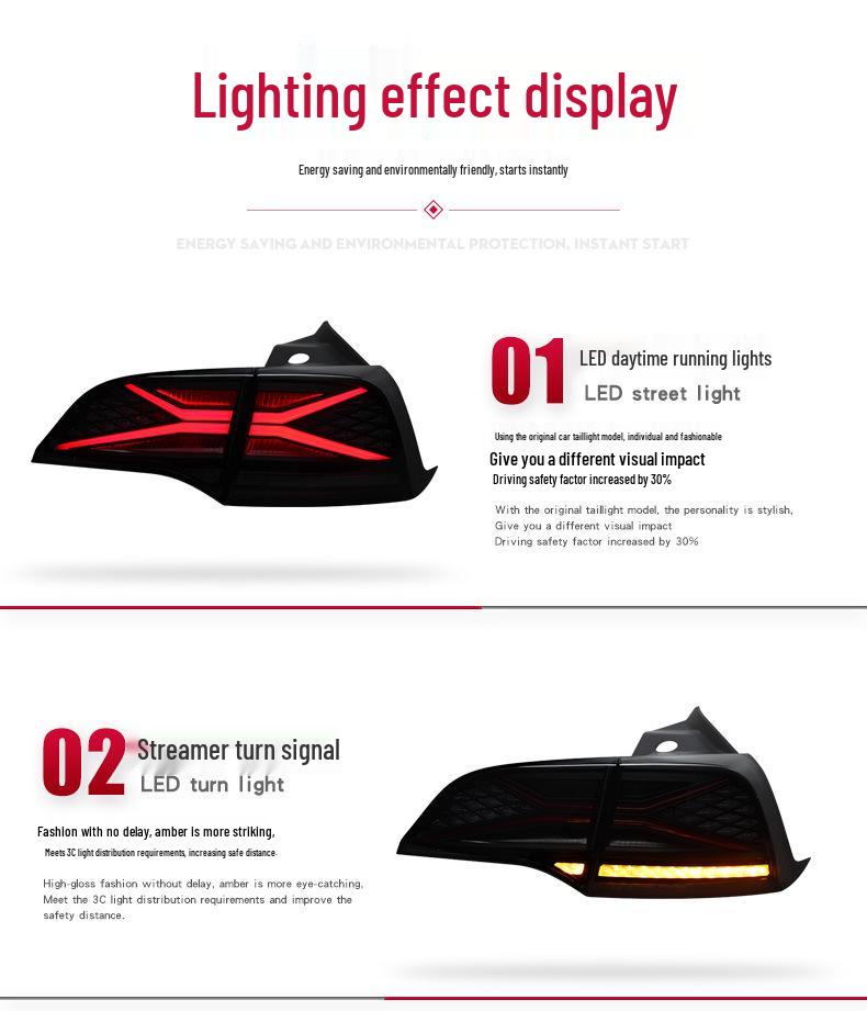 Tesla Model 3/Y LED Taillight: Knight Rider DRL, Sequential Turn Signal