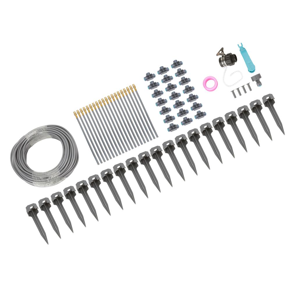 Garden Watering Misting System 82FT 4/7 PVC Hose Drip Irrigation Sprinkler Kit with Quick Connectors for Greenhouse Plant Lawn