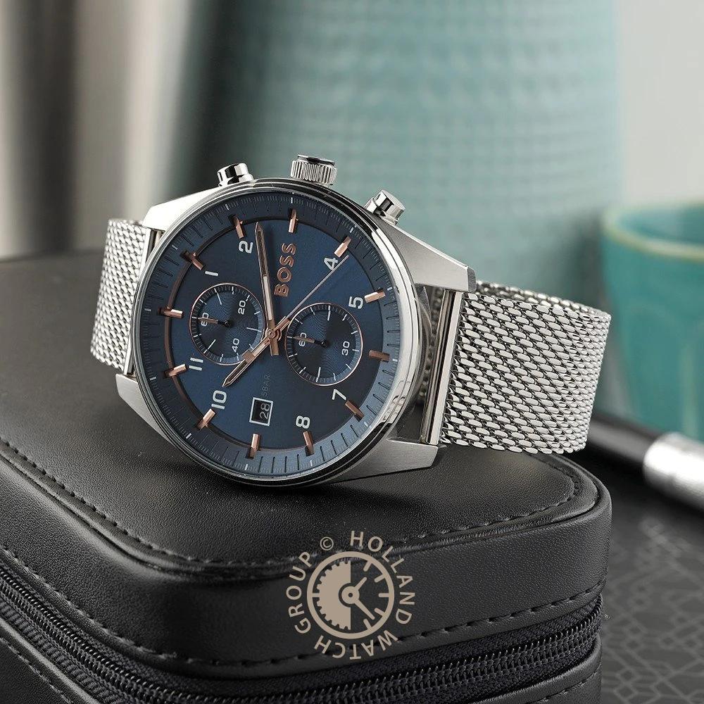 BOSS Skytraveller Blue Stainless Steel Silver Men's Quartz Watch 1514149