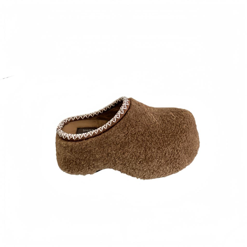 Small Man Inner Height Increase 7CM~ Birkenstock Shoes Women Wear Lamb Wool 2025 Autumn and Winter Cotton Shoes Retro Forest Bag Head Cotton Mop