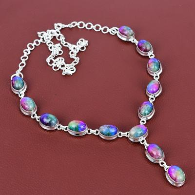 Rainbow Solar Quartz Druzy Necklace Gemstone Handmade Necklace 925 Sterling Silver Adjustable Chain Necklace Designer Jewelry Gifts for Wife