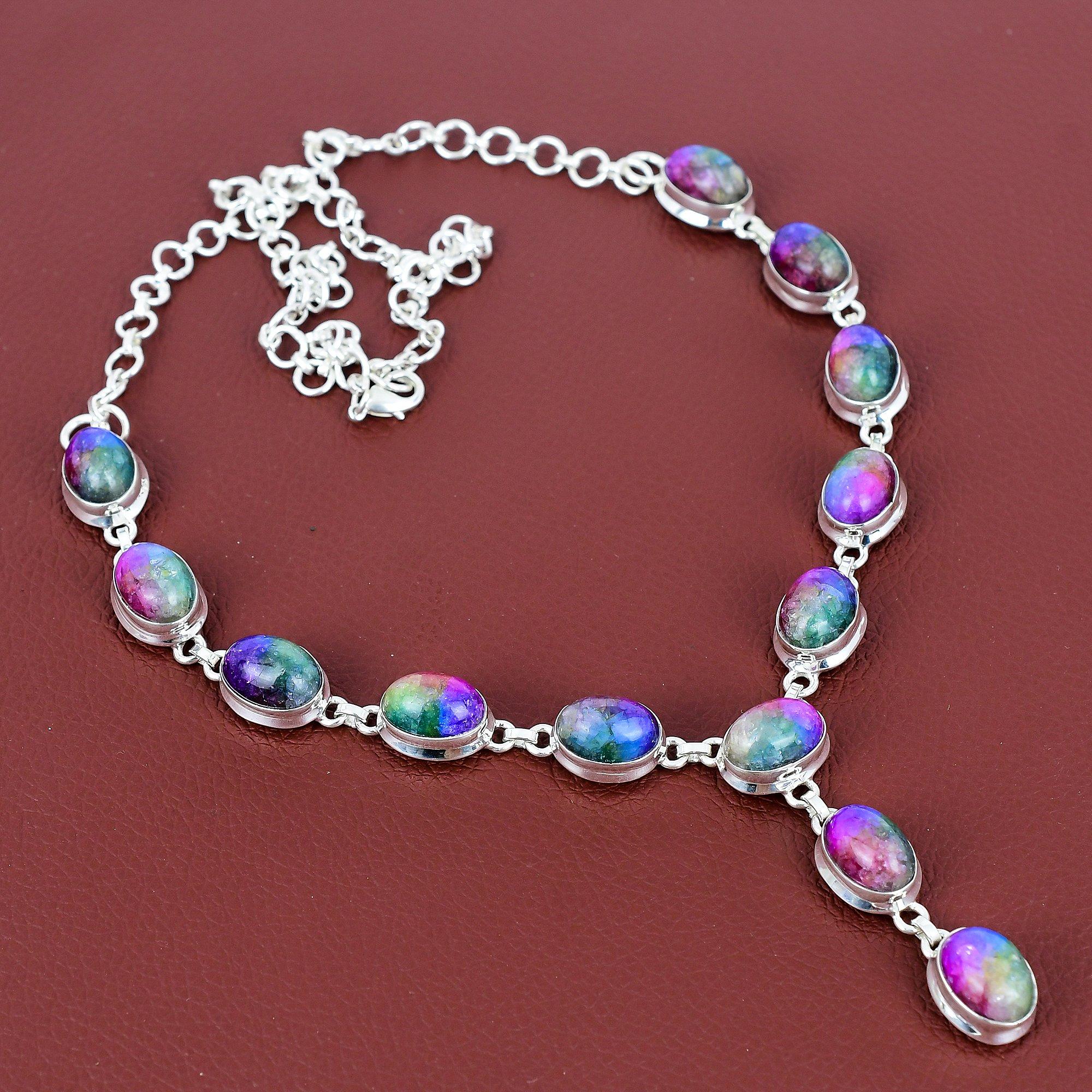 

Rainbow solar quartz druzy necklace gemstone handmade necklace 925 sterling silver adjustable chain necklace designer jewelry gifts for wife Adjustable