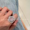 Blue Gem Flower Ring: Women's Handmade Zircon Flower Design, Light Luxury High-End Open Ring Jewelry