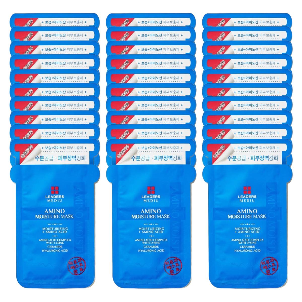 Leaders Mediu Amino Moisture Elasticity Radiance Mask Pack 25ml x 30 Sheets Hydrating Glowing