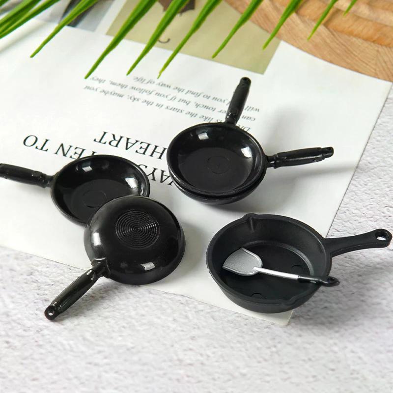 Dollhouse Miniature Kitchen Cookware Accessories 1/12 Dollhouse Simulation Fry Pan Saucepan Model