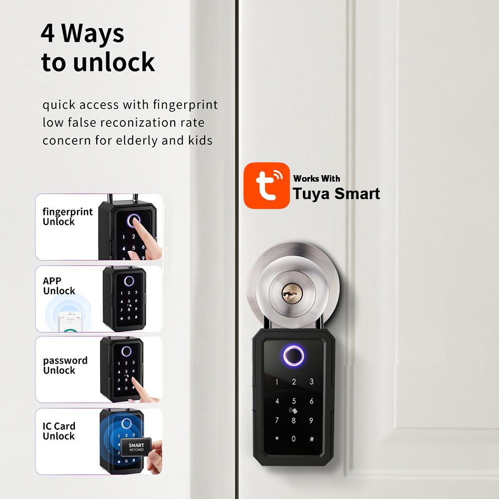 Tuya Smart Bluetooth Key Lock Box with Remote and Fingerprint Unlocking, Anti-Lost Feature