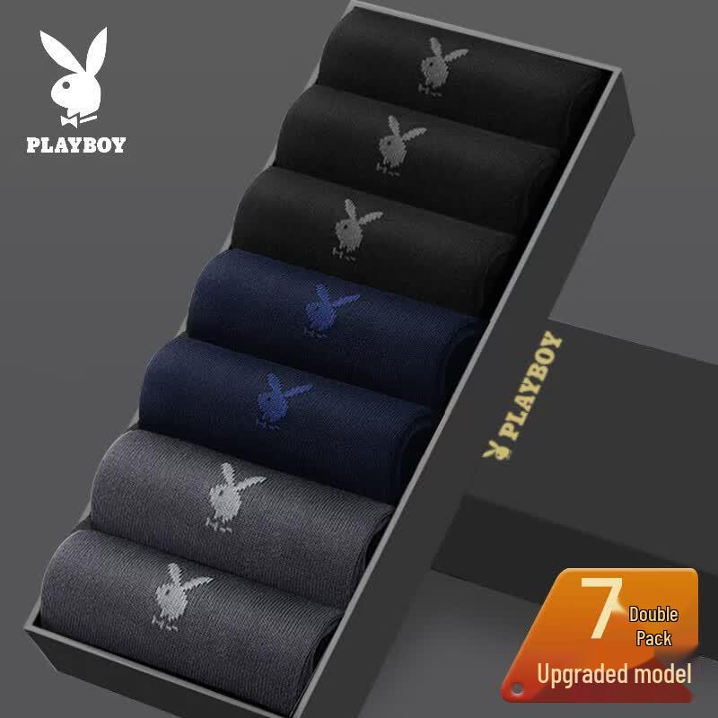 Playboy Men s 7-Pack Antibacterial Cotton Mid-Calf Socks One Size