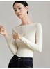 Women's Seamless Merino Wool Base Layer Top - Machine Washable & High-End Knitwear