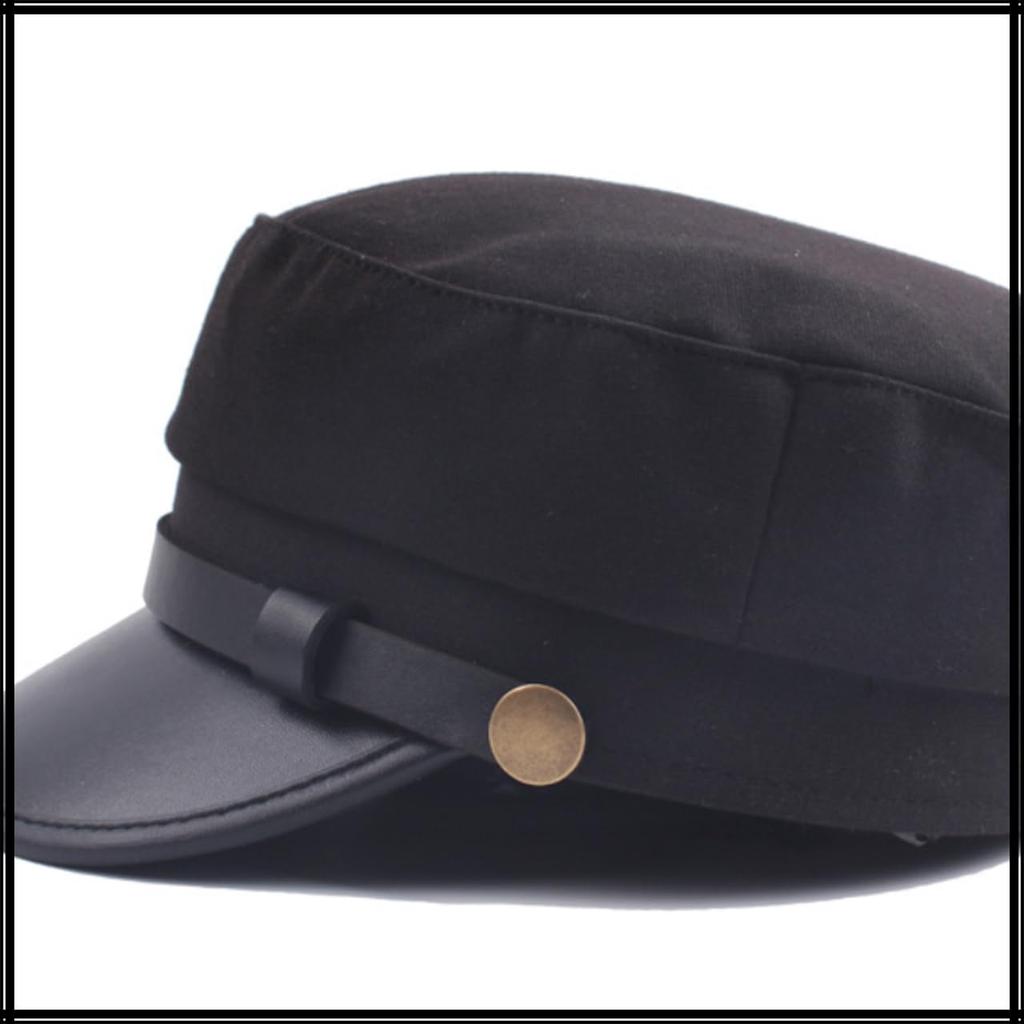 Marine Cap Leather Newsboy Cap Black Hat for Going Out Travel Men Women CZ199 [White Fang] (Gray)
