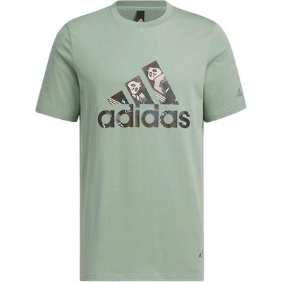 Alphabet Logo Cartoon Panda Druck Rundhals Kurzarm T-Shirt Herren Oberteile Silber Grün IP3967