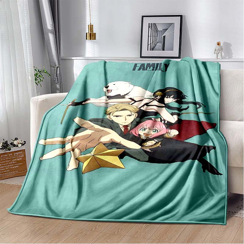 Spy x family cartoon and anime Print Flannel Blanket Ultra Soft Warm Throw For Bedroom Living Room Indoor Home Holiday Gift
