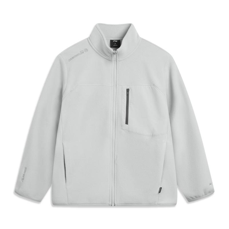 Li Ning Velvet Jackets Men s Crystal Gray Stand Collar Thickened AWDV825-3 M