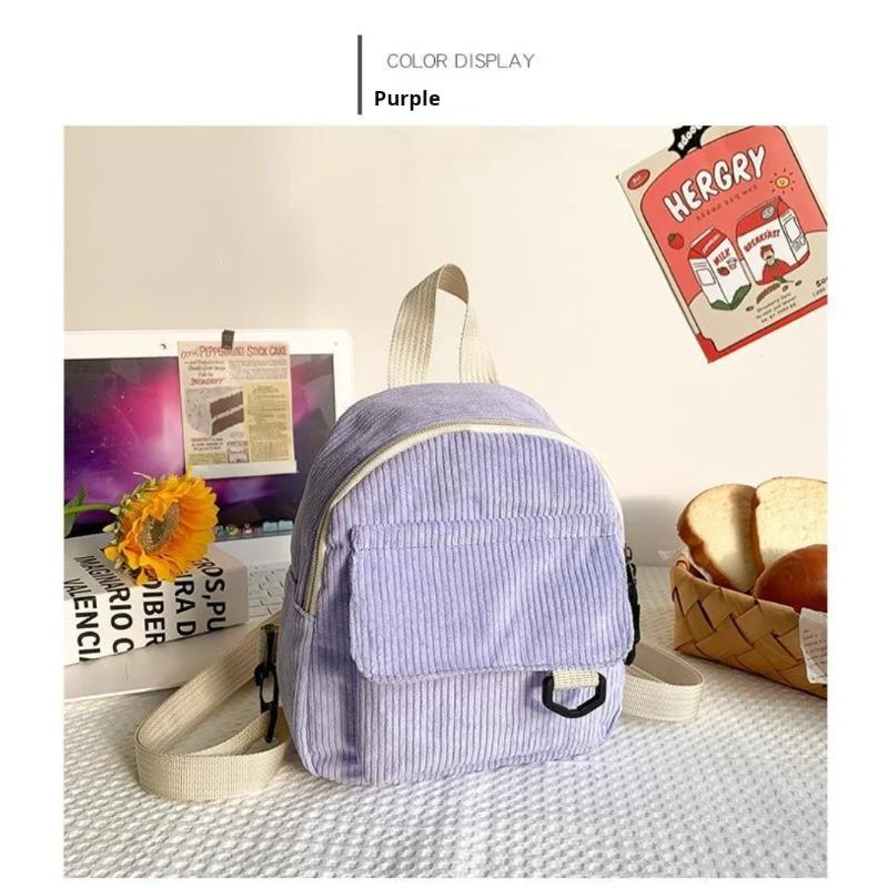 Super Popular Cute Mini Backpack, Corduroy Student Commuting Bag, Multi-Functional Portable Makeup Bag