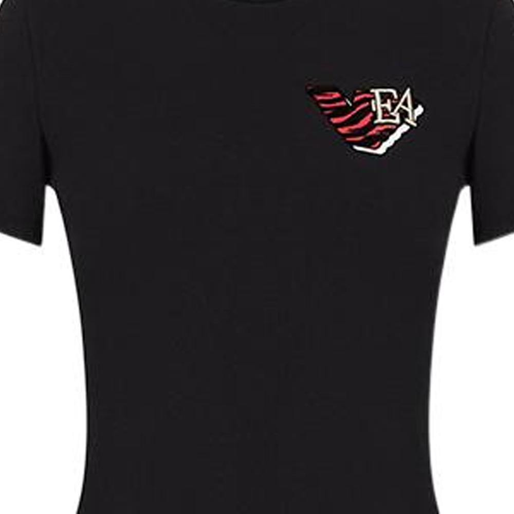 Emporio Armani Ss22 Solid Color Logo Embroidered Crew Neck Short Sleeve T-Shirt Women Tops Black 3L2T6C-2JQAZ-0999