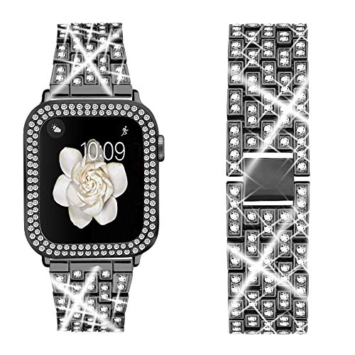 Metal Strap with Case For Apple Watch 46mm 45mm 41mm 44mm 42mm 40mm 38mm Diamond Bracelet Wristband for iWatch 11 10 9 8 7 6 5 4 3 SE Cover