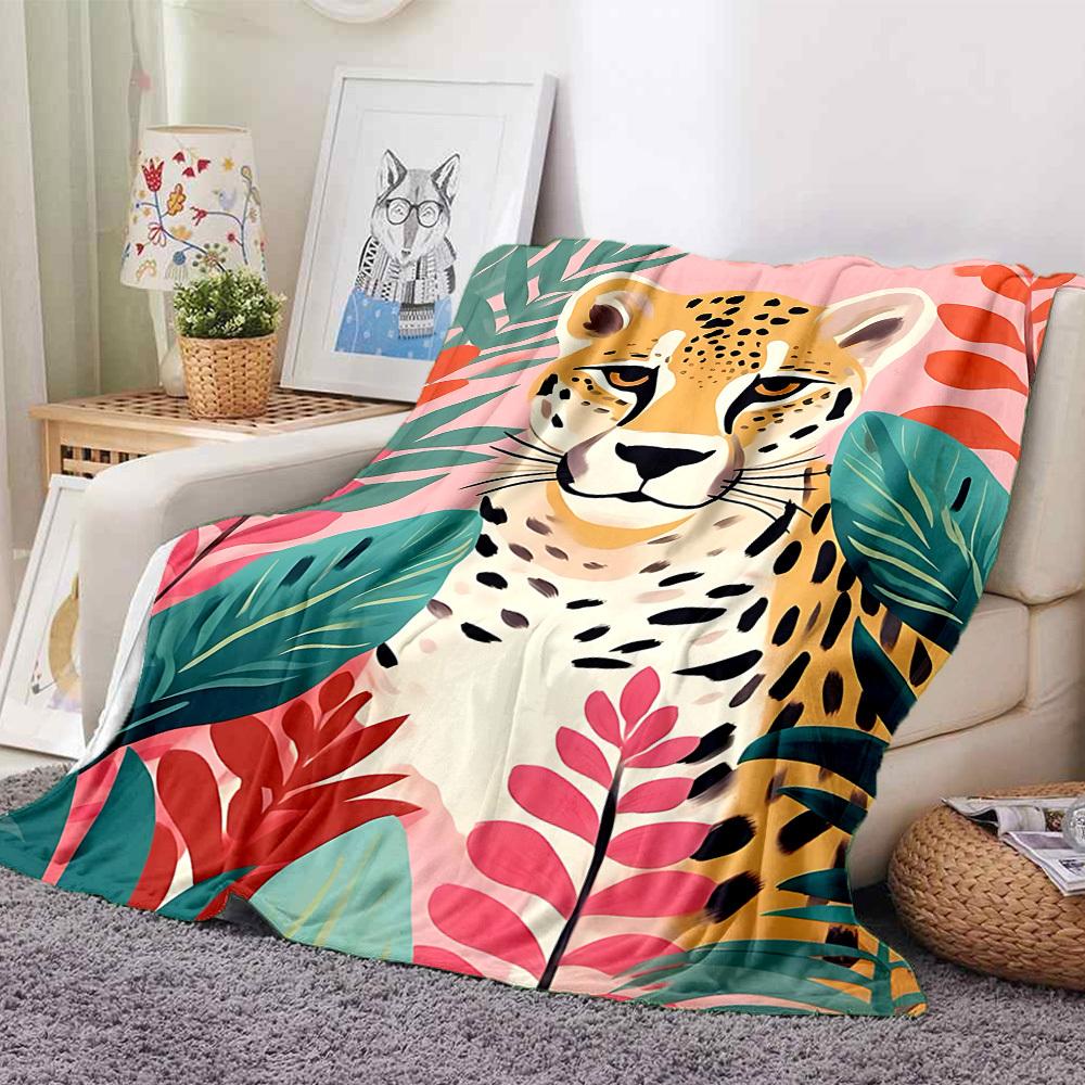 1pc Cheetah Print Blanket - Perfect Gift for Birthdays, Christmas & Halloween- Soft, Warm & Versatile yy250909152