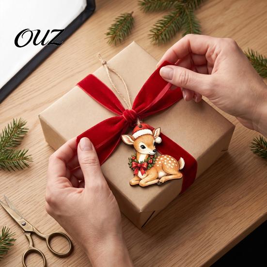 Christmas Atmosphere Hanging Props 12/24Pcs 2D Wooden Ornaments, Woodland Animal Decorations, Forest Tree Ornaments Creature Ornament for Tree,