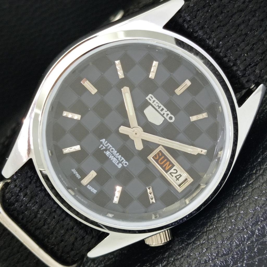JAPAN VINTAGE SEIKO 5 AUTOMATIC REFURBISHED MENS BLACK DIAL WATCH a440448-9 Sk-a440448-1