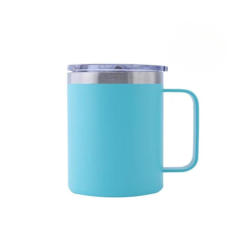 12oz Stainless Steel Coffee Mug Double Thermos Gift Mug Plastic-sprayed Handle Mug
