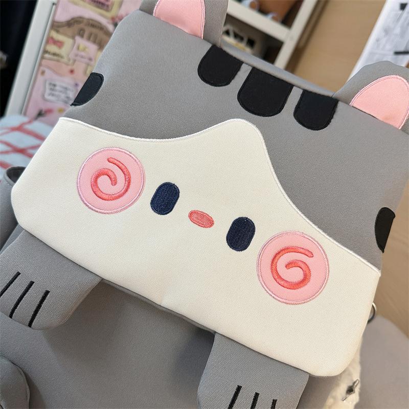 Cartoon Cat Pattern Color Contrast Large Capacity Multi-Function Backpack