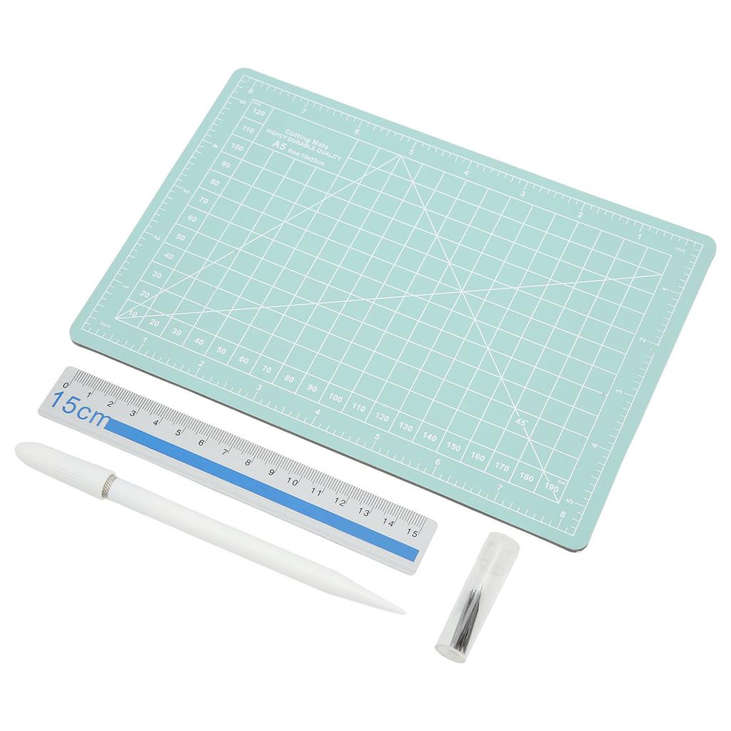 Exacto Knife Set Portable DIY Hand Account Art Craft Engraving Pen Knife A5 Cutting Pad Aluminum Ruler 12 Blades Set