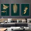 Modern Golden Green Plant Leaves Abstract Art Canvas Painting Nordic Posters and Prints Picture Living Room Home Decor Cuadros