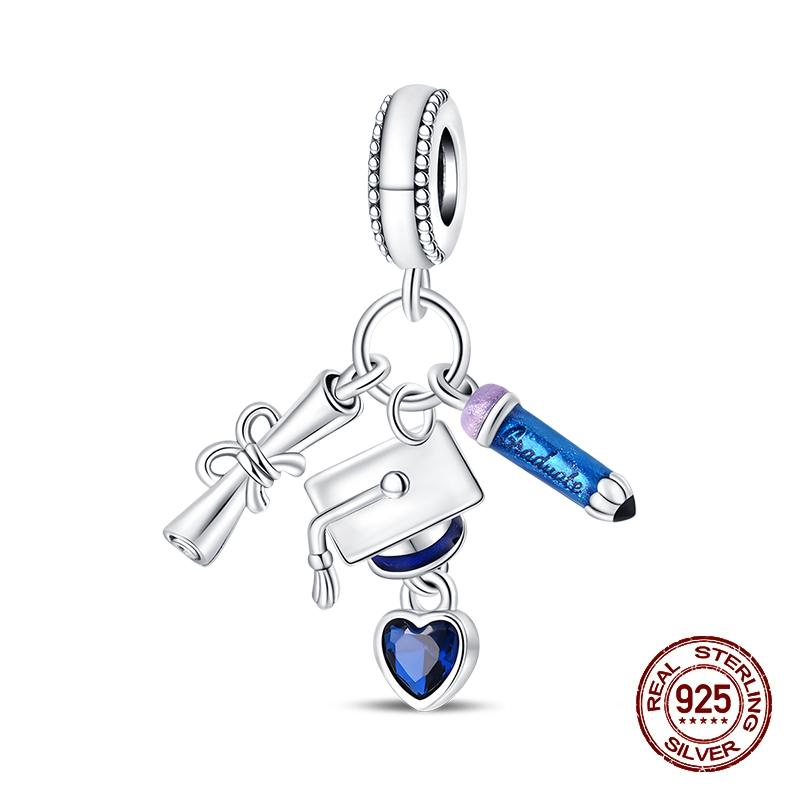 Copper Graduation Season Series Owl Bachelor'S Hat Charms Beads Suitable For 3Mm Original Design Bracelets DIY Style Jewelry