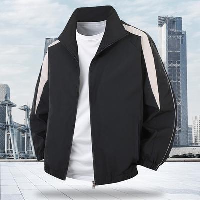 Mens Stand Collar Colorblock Jacket Casual Lightweight Outerwear Youth