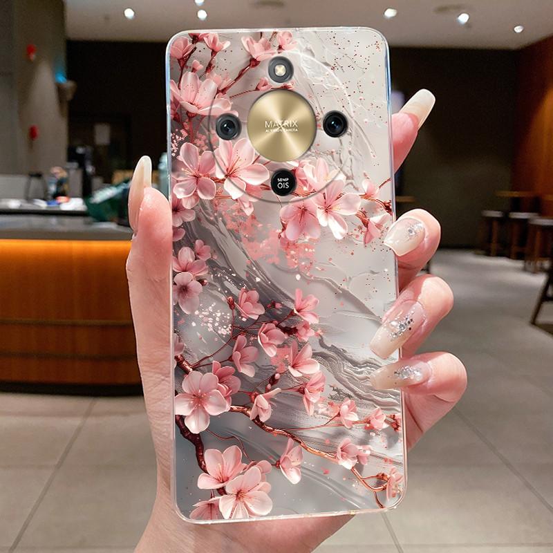 For Honor Magic 8 Lite Case Pretty Flower Butterfly Silicone Clear Back Cover Soft TPU Phone Case for Honor Magic8 Lite 5G Funda