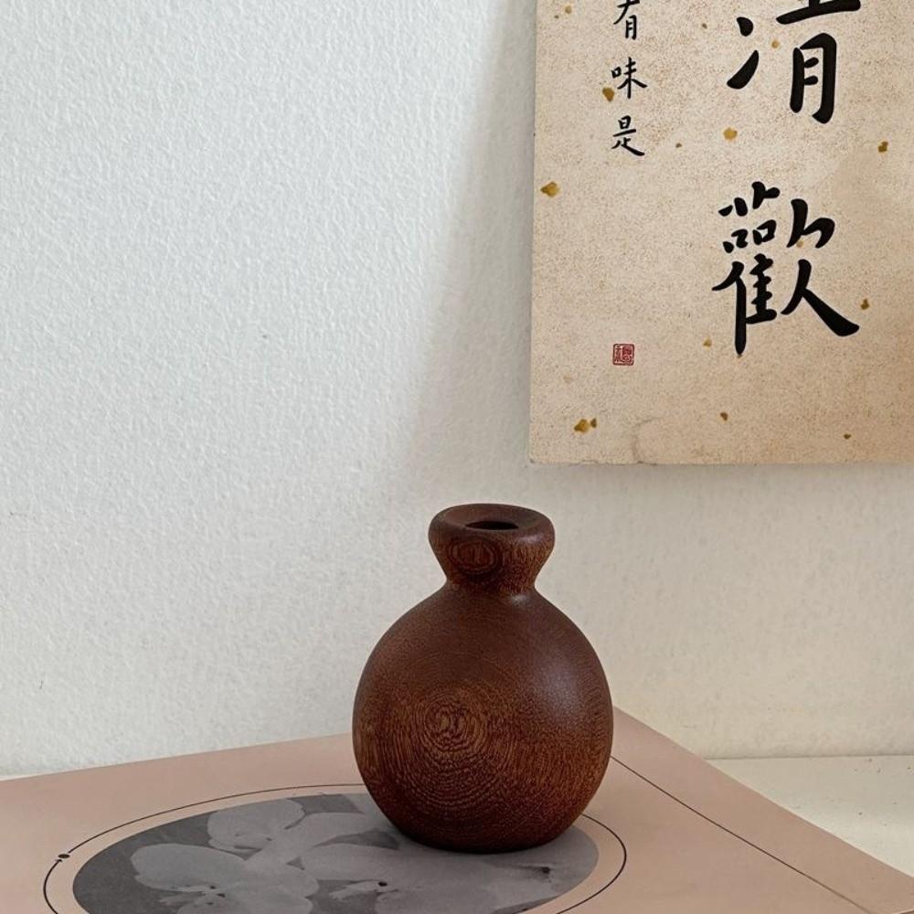 Decorative Flowerpot Minimalism Tabletop Decor Simple Wooden Vase  Office Desk