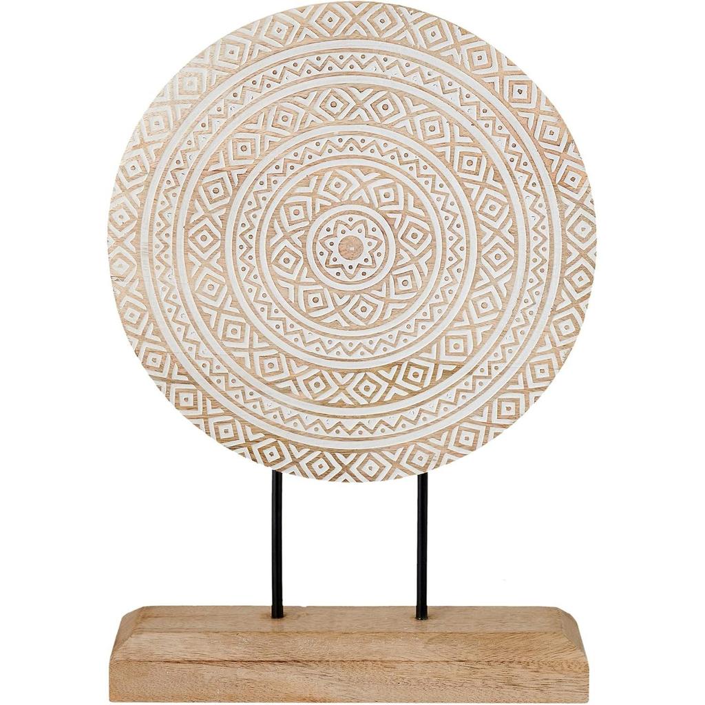 Eximious India Housewarming Gifts Farmhouse Table Sculpture Home Decor Statue Mandala Carved for Modern Home 10" x 14", Living Room, Fireplace...