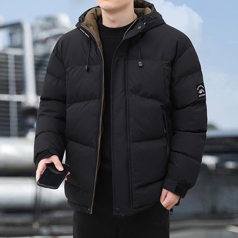 Winter windproof thickened stand-up collar contrast men's winter windproof thickened couple bread jacket trendy cotton clothes