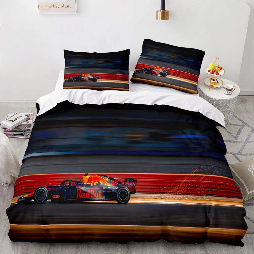 Racing Car Printed Duvet Cover with Pillowcase Bedding Set Single Double Twin Full Queen King Size 2/3pcs Polyester Quilt Cover