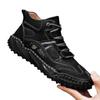 Italian Brand High-Grade Genuine Leather Men's Fleece-Lined High-Top Casual Sports Shoes