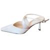 Mid Thin Heels Wedding Shoes For Bride Women's Pionted Toe Pumps 2025 New Style Cross Strap Party Satin Prom Dress Women Sandals