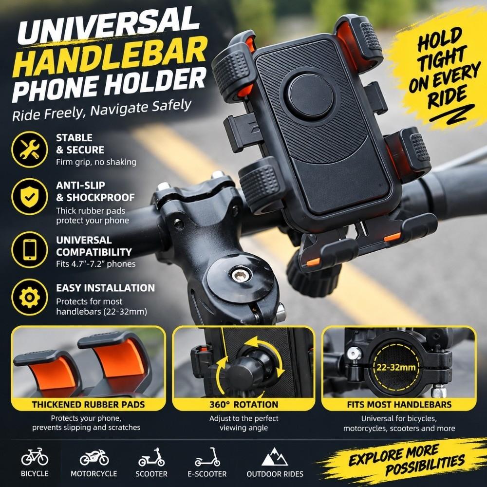 Anti Slip Handlebar Phone Mount Universal Phone Bracket for iPhone/Xiaomi/Samsung for Riding