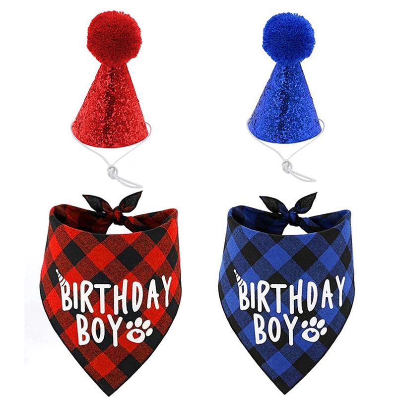 Dog Birthday Party Supplies Bandana Scarf Shiny Dog Crown Hat Pet Bow Collar Set of Include 0-8 Figures Pet Adorable Clothing Accessori